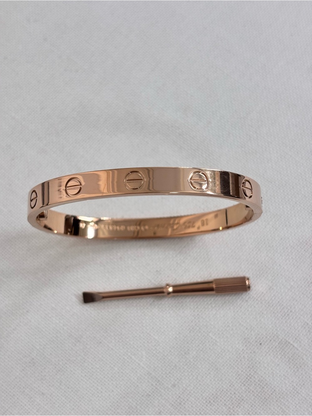 Rose Gold Love Screw Motif Bangle Bracelet with Screwdriver